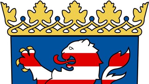 Das bis heute gültige Landeswappen, wie es per Gesetz vom 22. November 1949 eingeführt wurde.